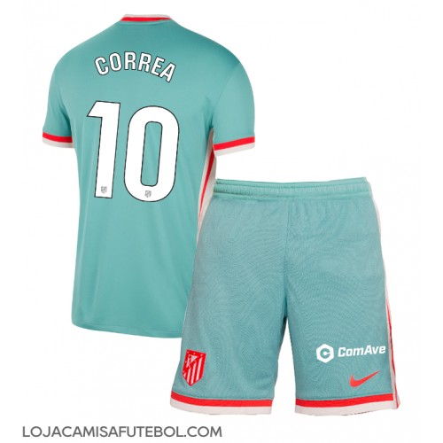 Camisa de Futebol Atletico Madrid Angel Correa #10 Equipamento Secundário Infantil 2024-25 Manga Curta (+ Calças curtas)